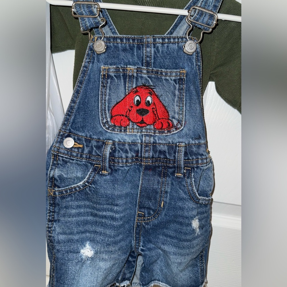 18-24M Denim Shortalls with Clifford Patch